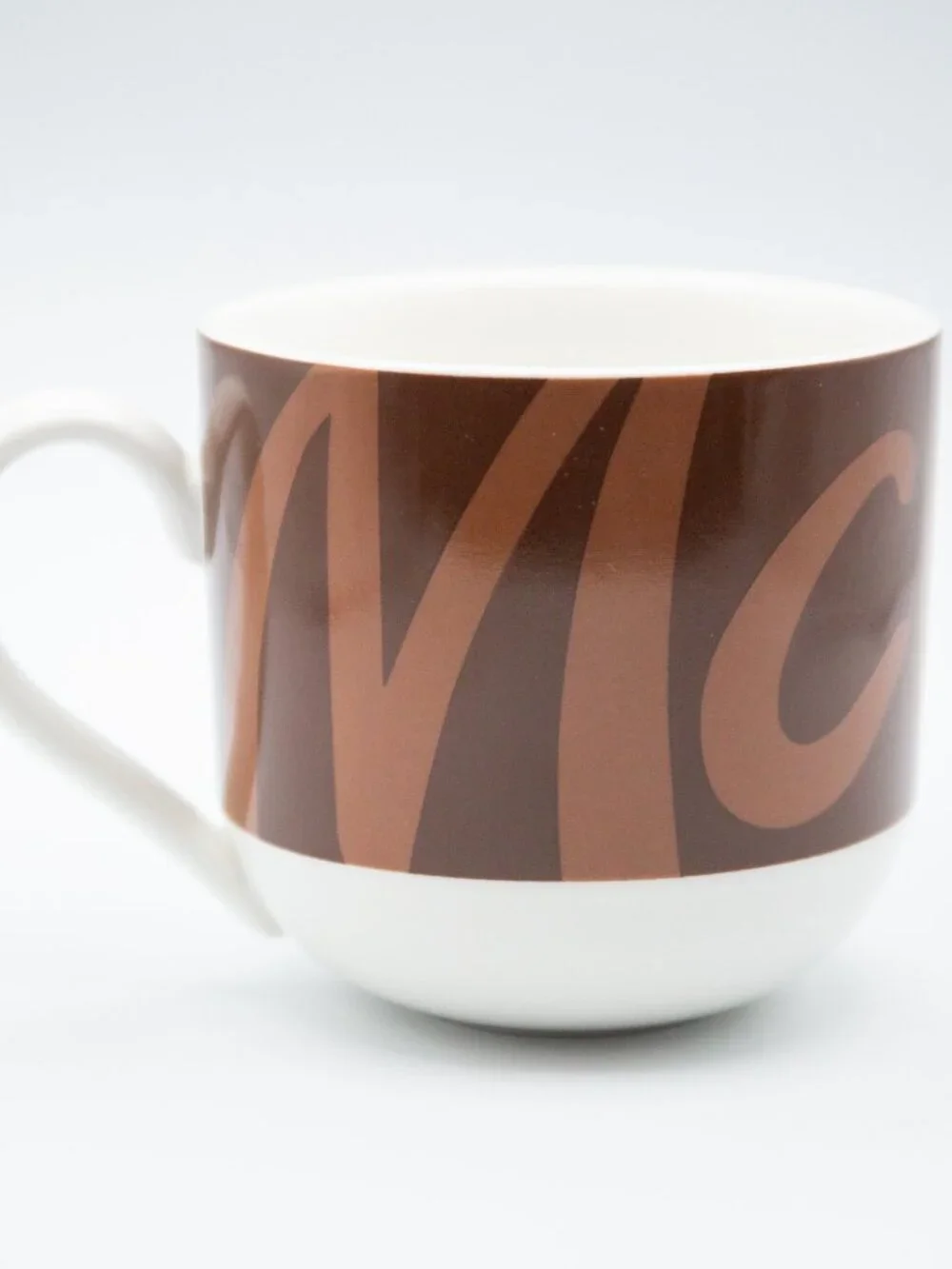 NEW - McDonald's McCafe BLUE GOLD BROWN Wide Coffee Tea Mug Cup With Hearts Logo
